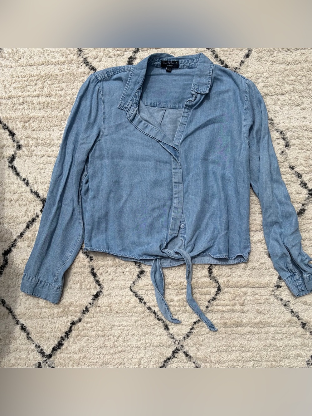 Velvet Heart Light Blue Tie-Front Button Down Shirt